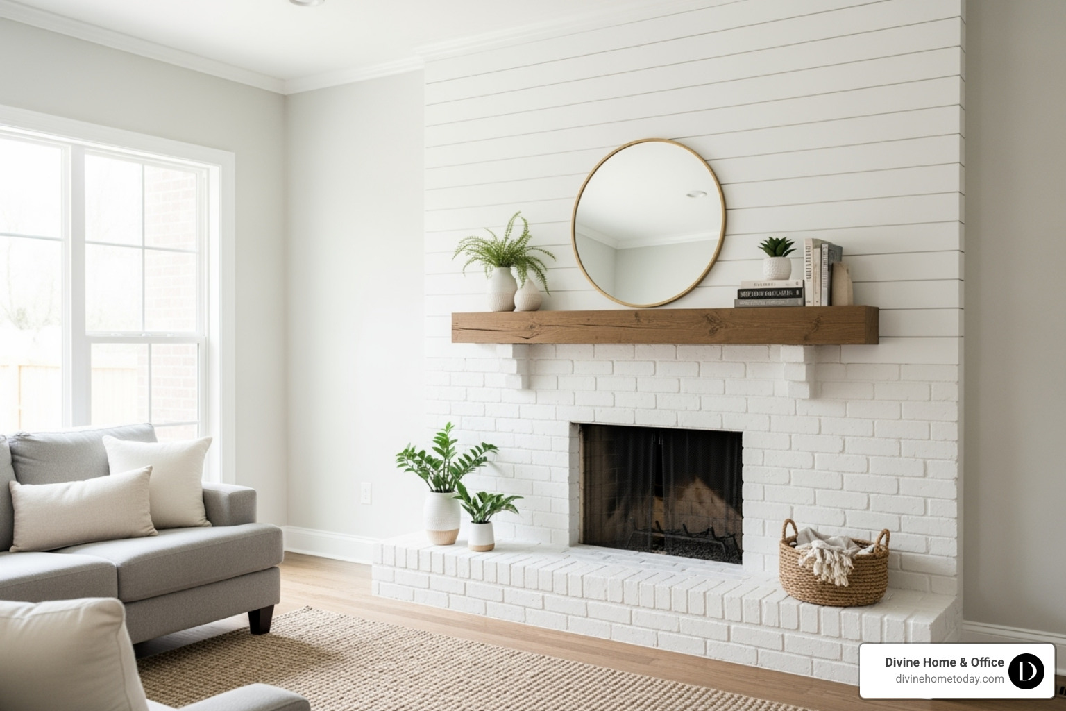 modern and simple mantle makeover with shiplap and white brick - mixing modern and farmhouse decor modern and simple mantle makeover with shiplap and white brick - mixing modern and farmhouse decor