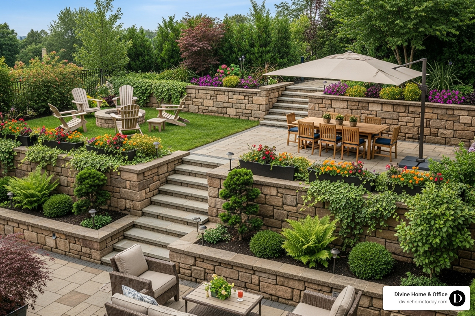 terraced backyard with retaining walls and integrated steps - amazing backyard transformations terraced backyard with retaining walls and integrated steps - amazing backyard transformations