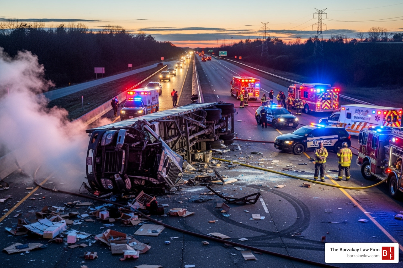 accident scene with emergency services - hollywood semi-truck accident lawyer accident scene with emergency services - hollywood semi-truck accident lawyer