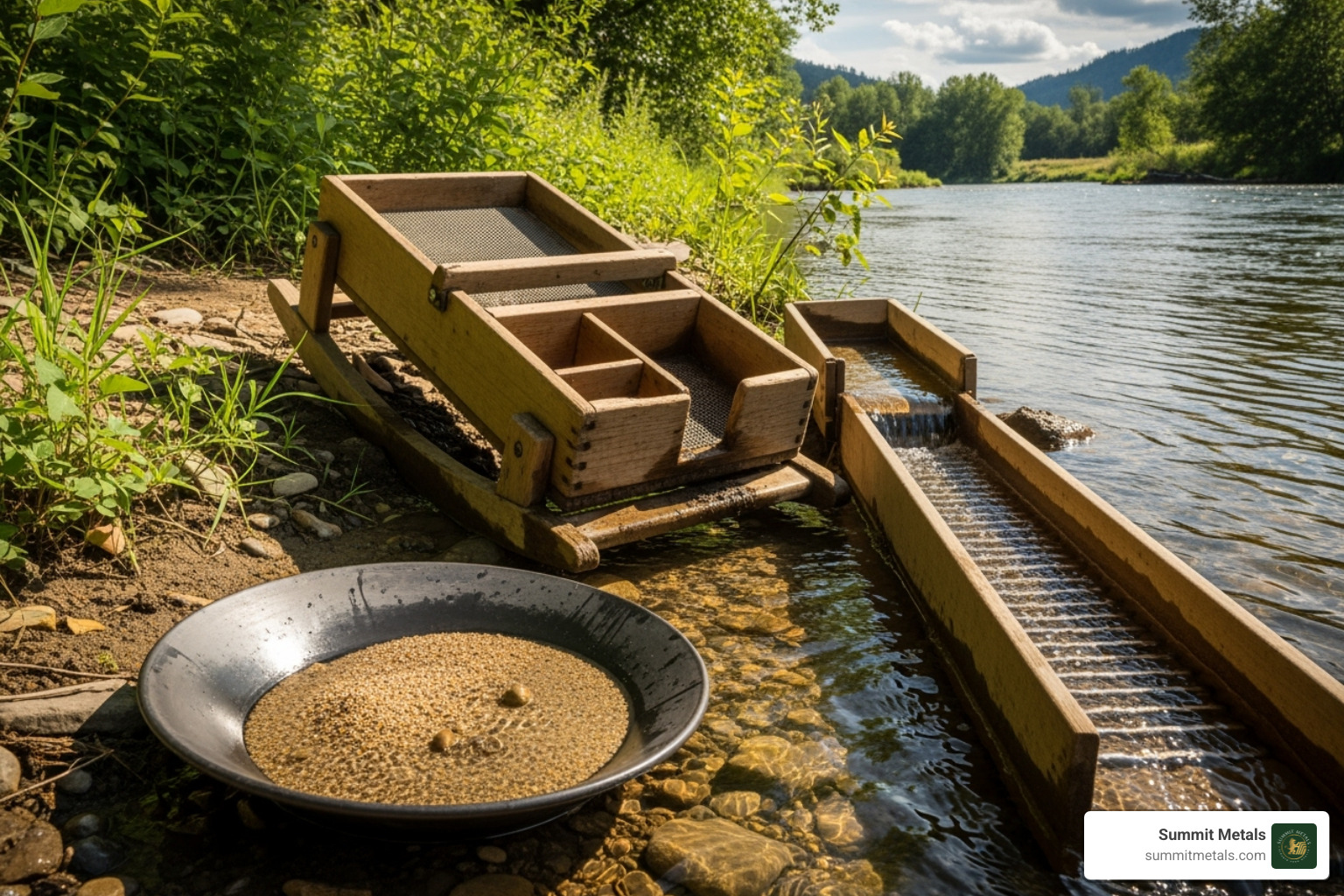various gold mining tools like a pan, rocker, and sluice box - when was the american gold rush various gold mining tools like a pan, rocker, and sluice box - when was the american gold rush