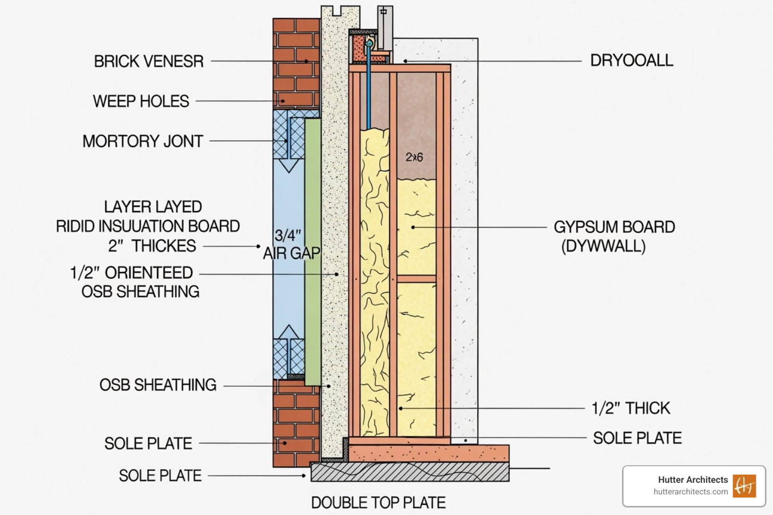 detailed wall assembly cross-section - Passive house architect