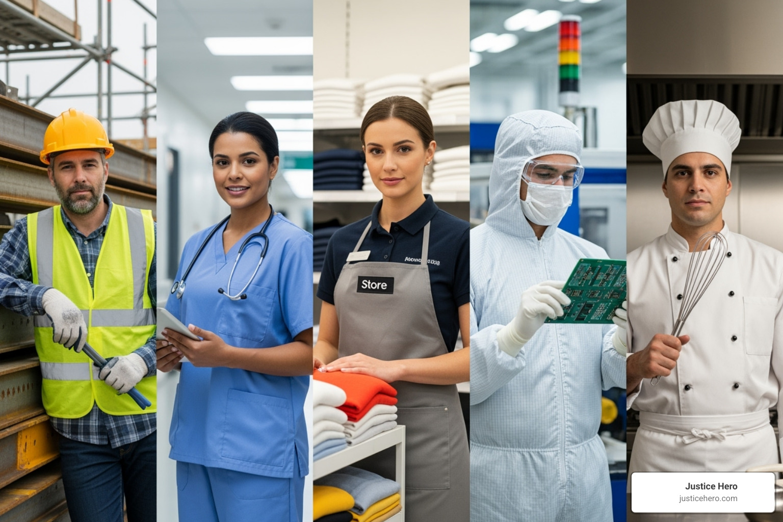 diverse group of workers in high-risk jobs - Pain after standing