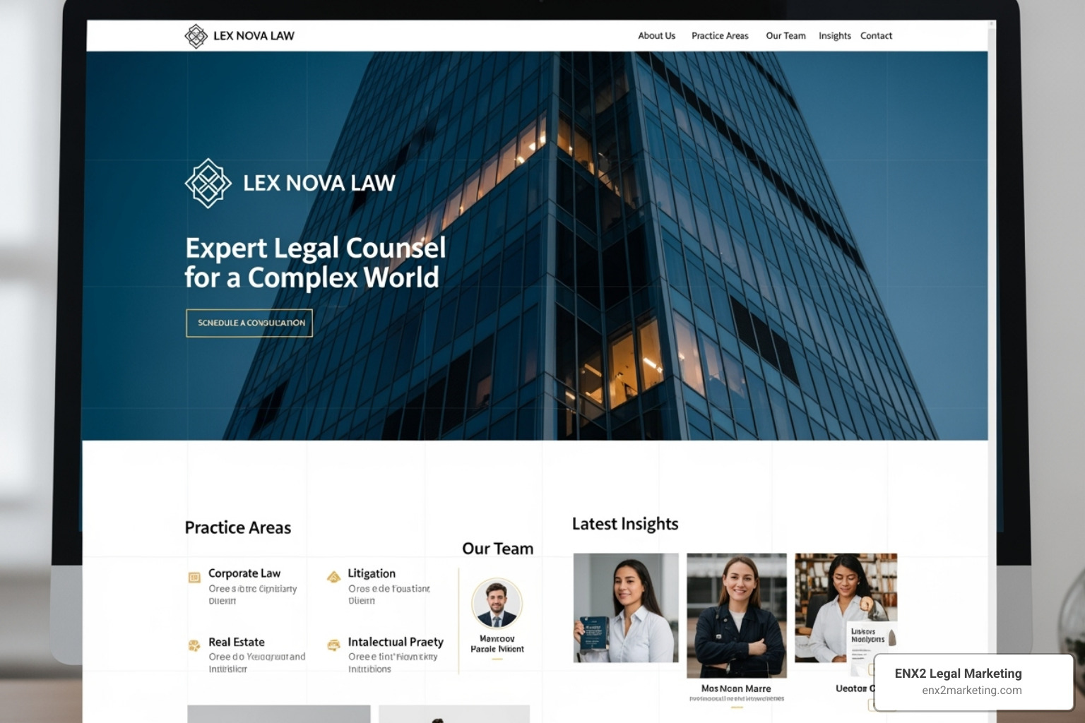 Law firm website displayed on desktop and mobile device. - lawyer website examples
