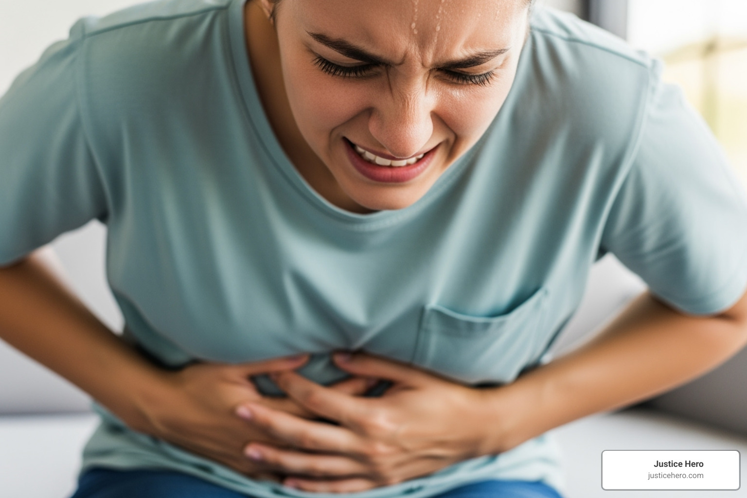 person experiencing severe stomach pain - ozempic issues