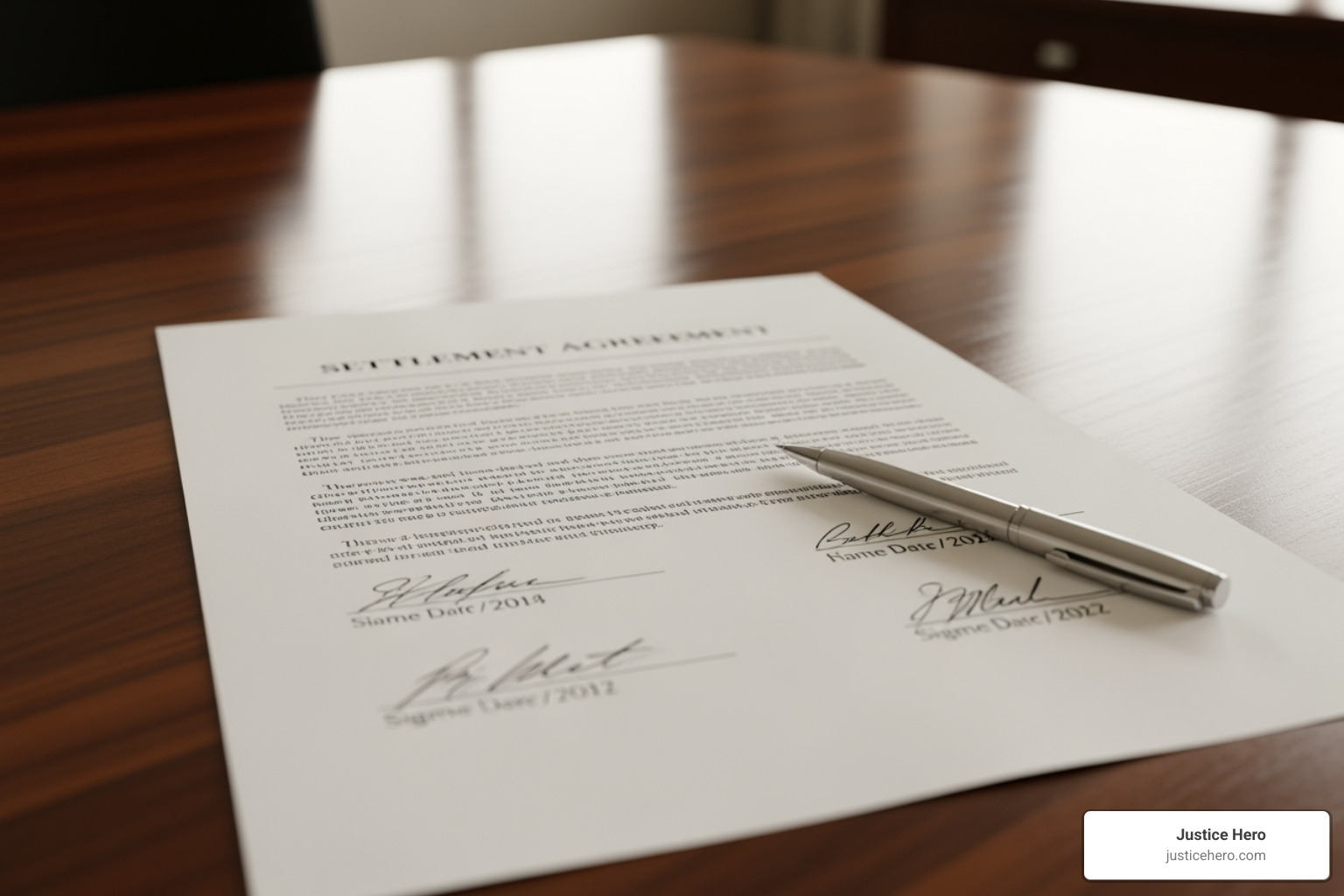 signed settlement agreement document - accident settlement process