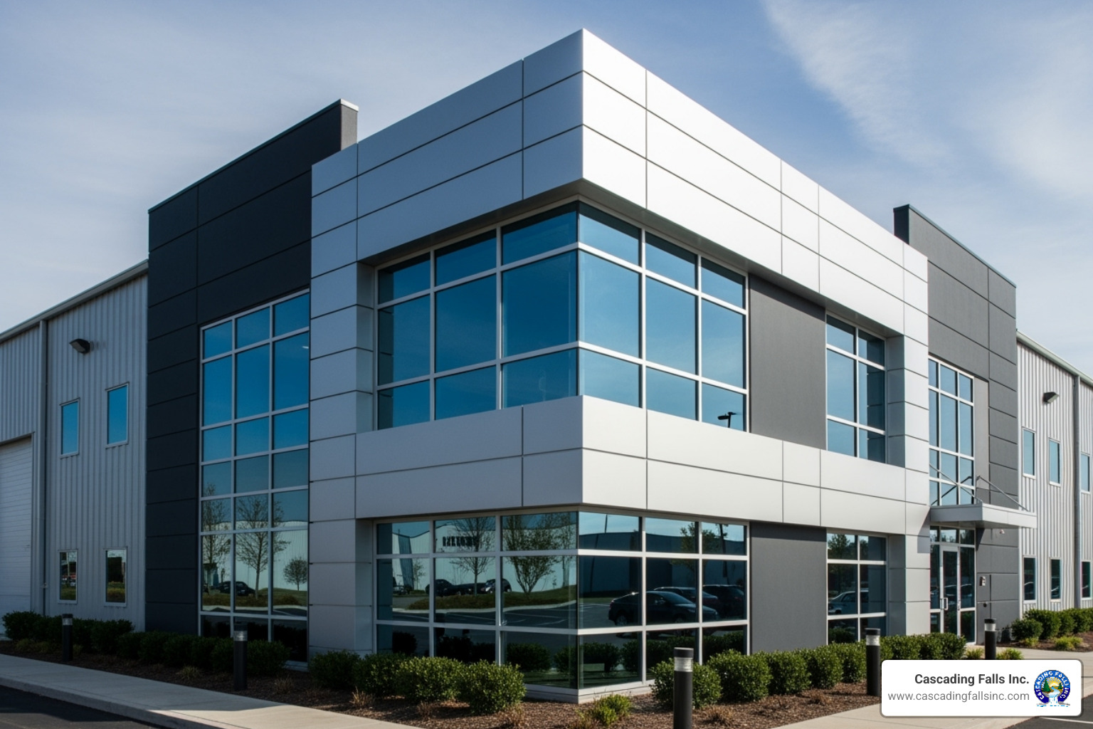 completed, attractive commercial metal building project - commercial metal building design ideas