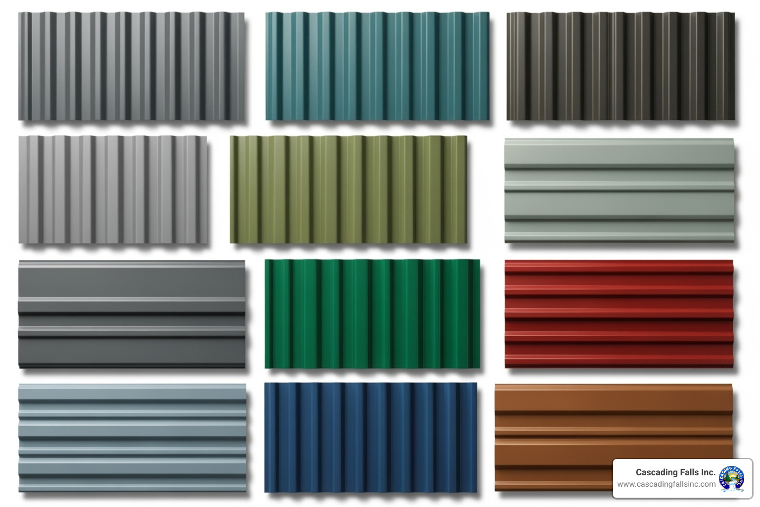 color chart and different metal siding panel profiles - commercial metal building design ideas