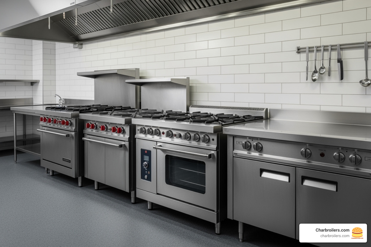 Different base configurations for commercial ranges - 6 burner commercial stove with griddle