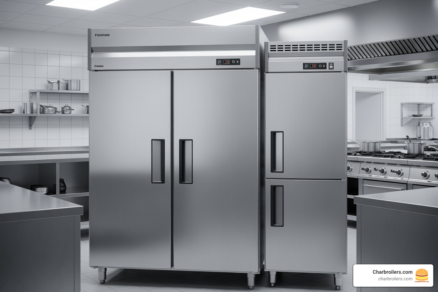 side-by-side combo unit next to a top-and-bottom combo unit - commercial refrigerator freezer combo side-by-side combo unit next to a top-and-bottom combo unit - commercial refrigerator freezer combo