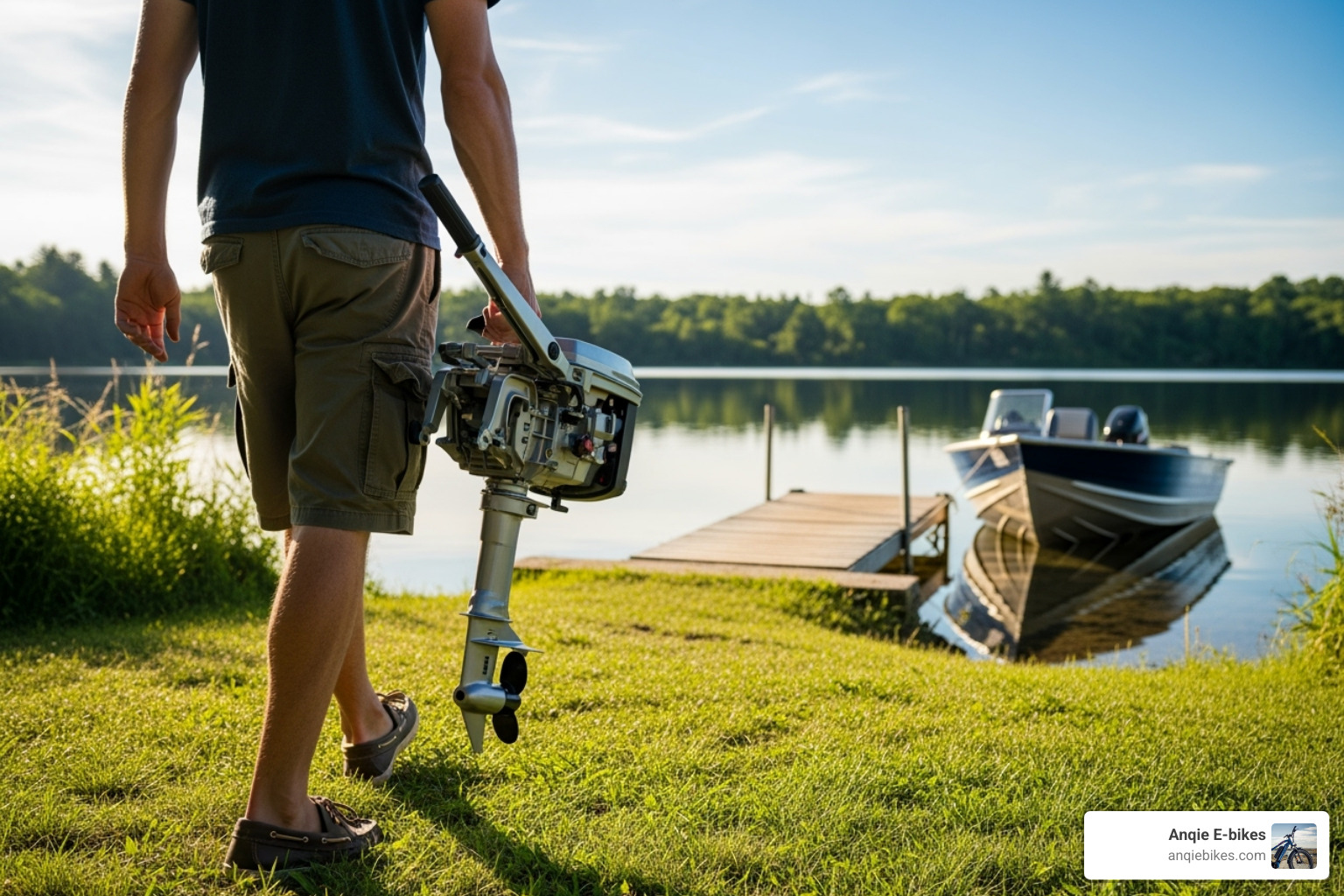 person easily carrying a 2hp 2-stroke outboard - 2hp 2 stroke outboard person easily carrying a 2hp 2-stroke outboard - 2hp 2 stroke outboard