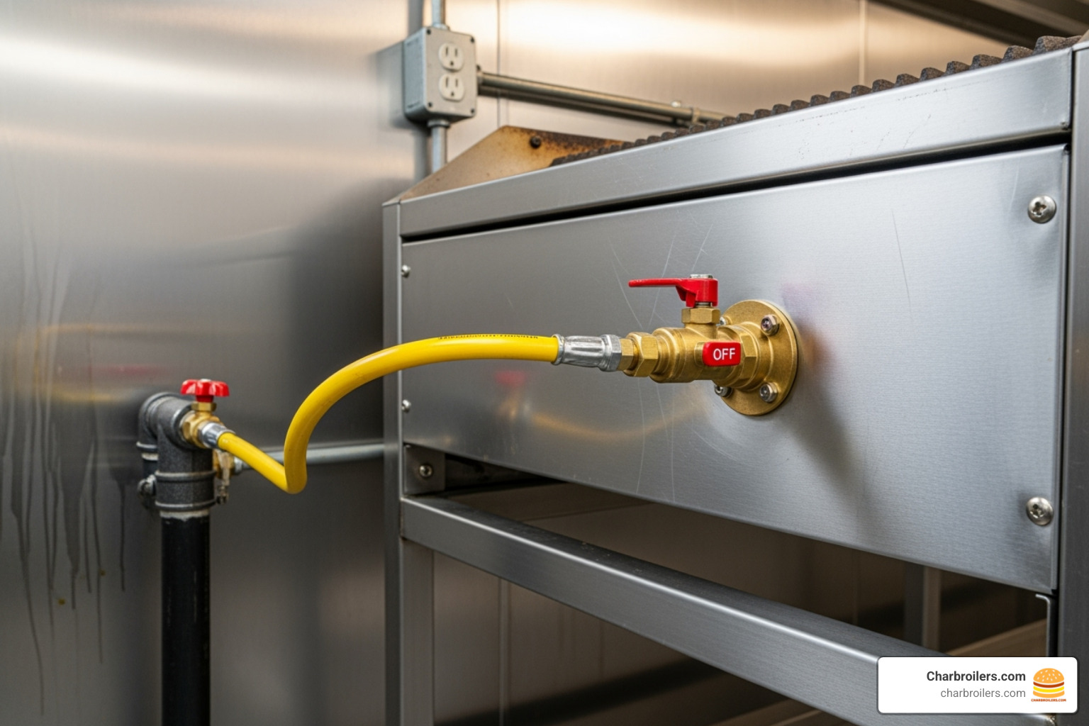 back of a charbroiler with the gas connection visible - cookrite charbroiler back of a charbroiler with the gas connection visible - cookrite charbroiler