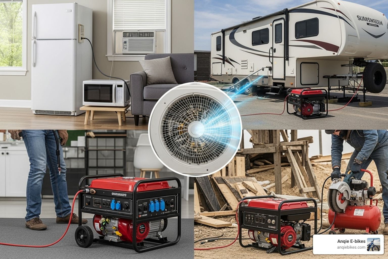 Chart showing common appliance wattages for home, RV, and job sites including running and starting watts for each. - generator 9500 watt Chart showing common appliance wattages for home, RV, and job sites including running and starting watts for each. - generator 9500 watt
