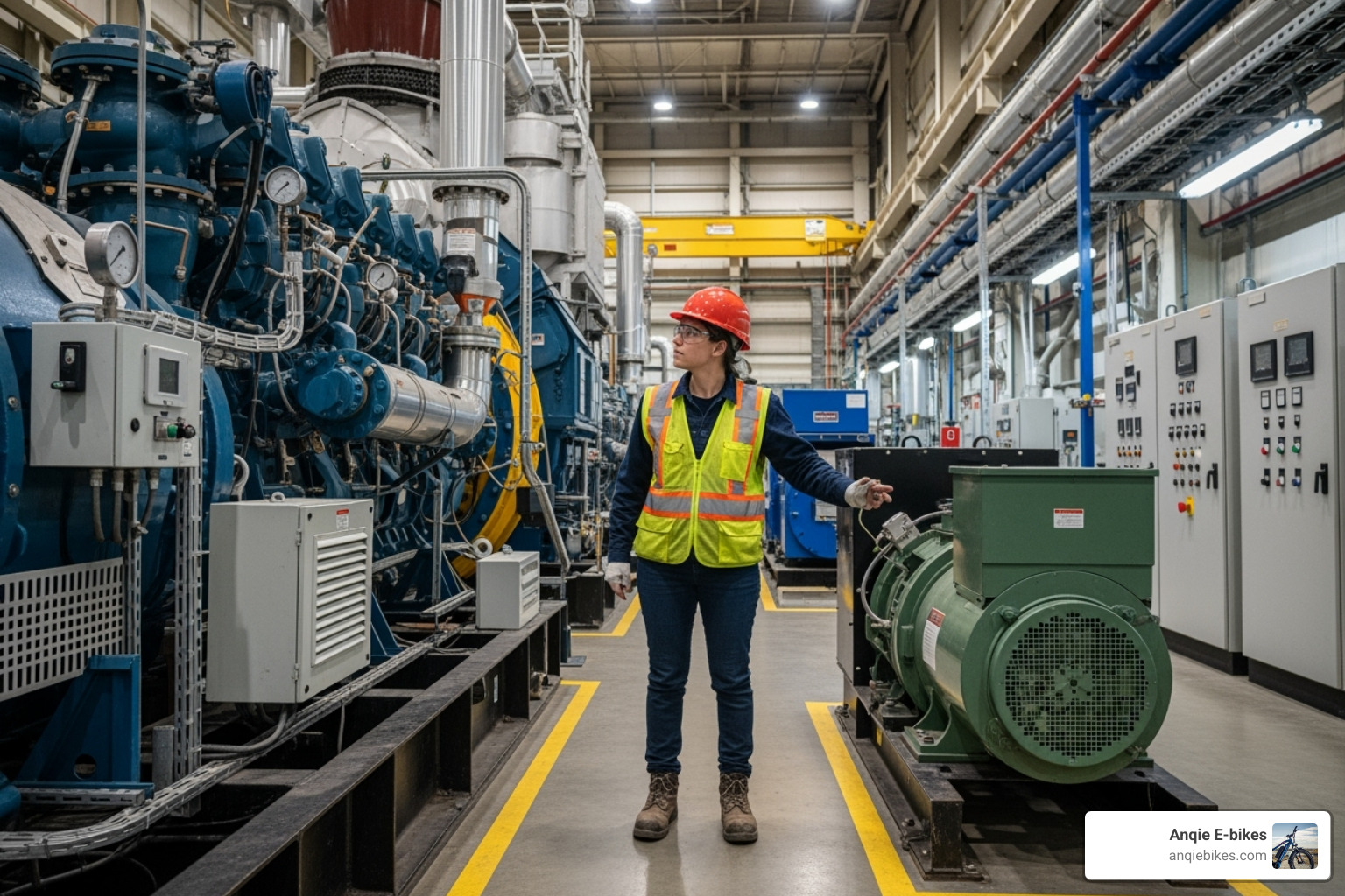 person comparing two different sized generators - generator 220 volt