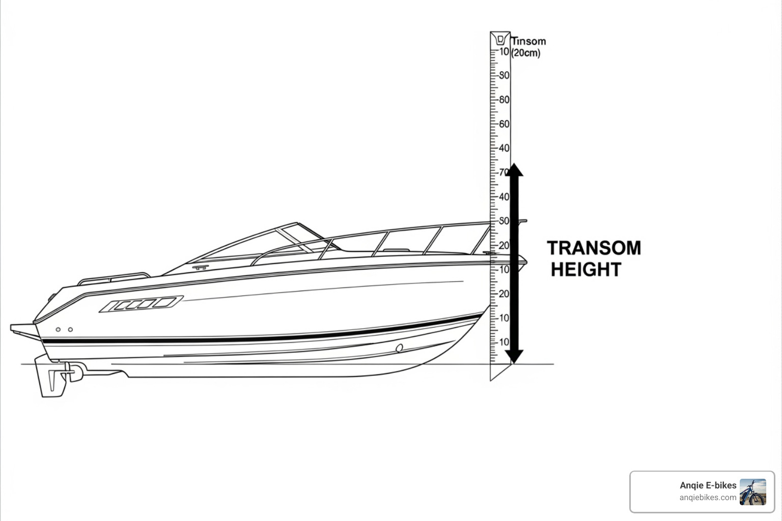 diagram showing how to measure transom height for correct shaft length - cheap small boat motors