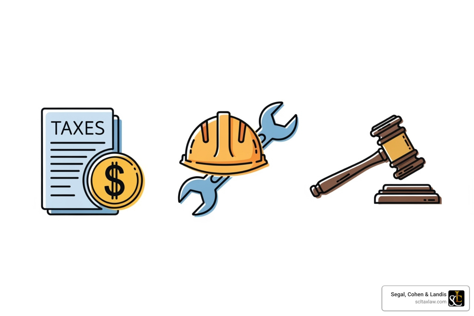Icons representing different types of liens: taxes, construction, court gavel - What is a lien Icons representing different types of liens: taxes, construction, court gavel - What is a lien
