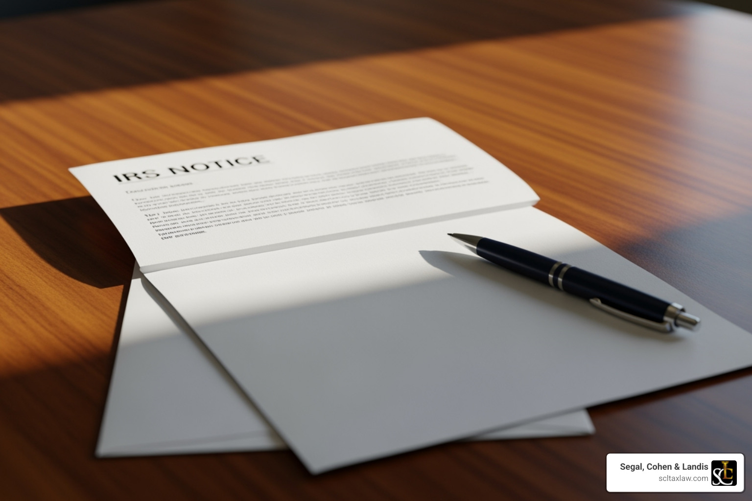 official IRS notice letter on a desk - Business tax problems official IRS notice letter on a desk - Business tax problems