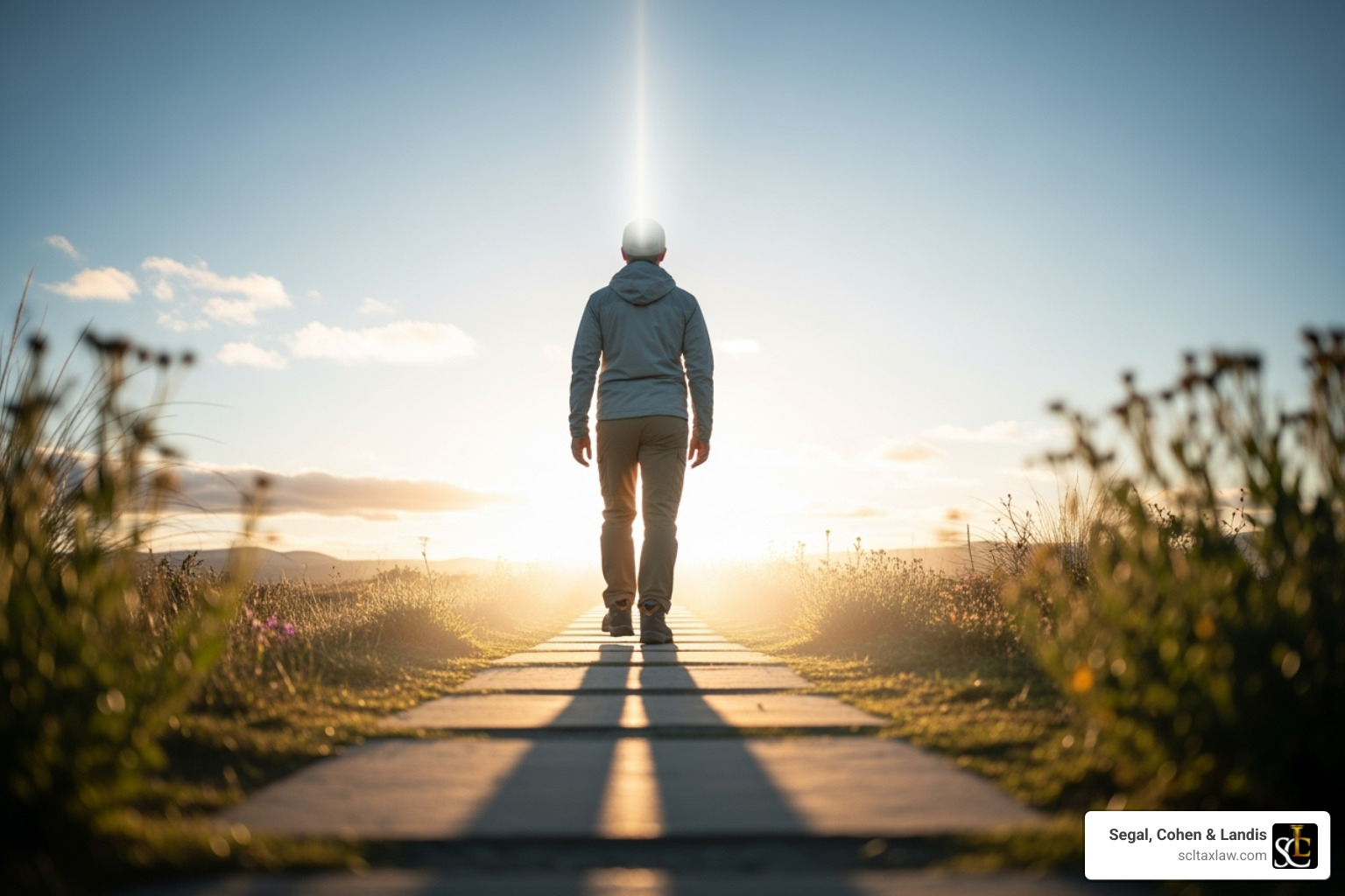 A person walking confidently towards a bright future, symbolizing hope and resolution after addressing tax debt. - Tax debt relief Los Angeles A person walking confidently towards a bright future, symbolizing hope and resolution after addressing tax debt. - Tax debt relief Los Angeles