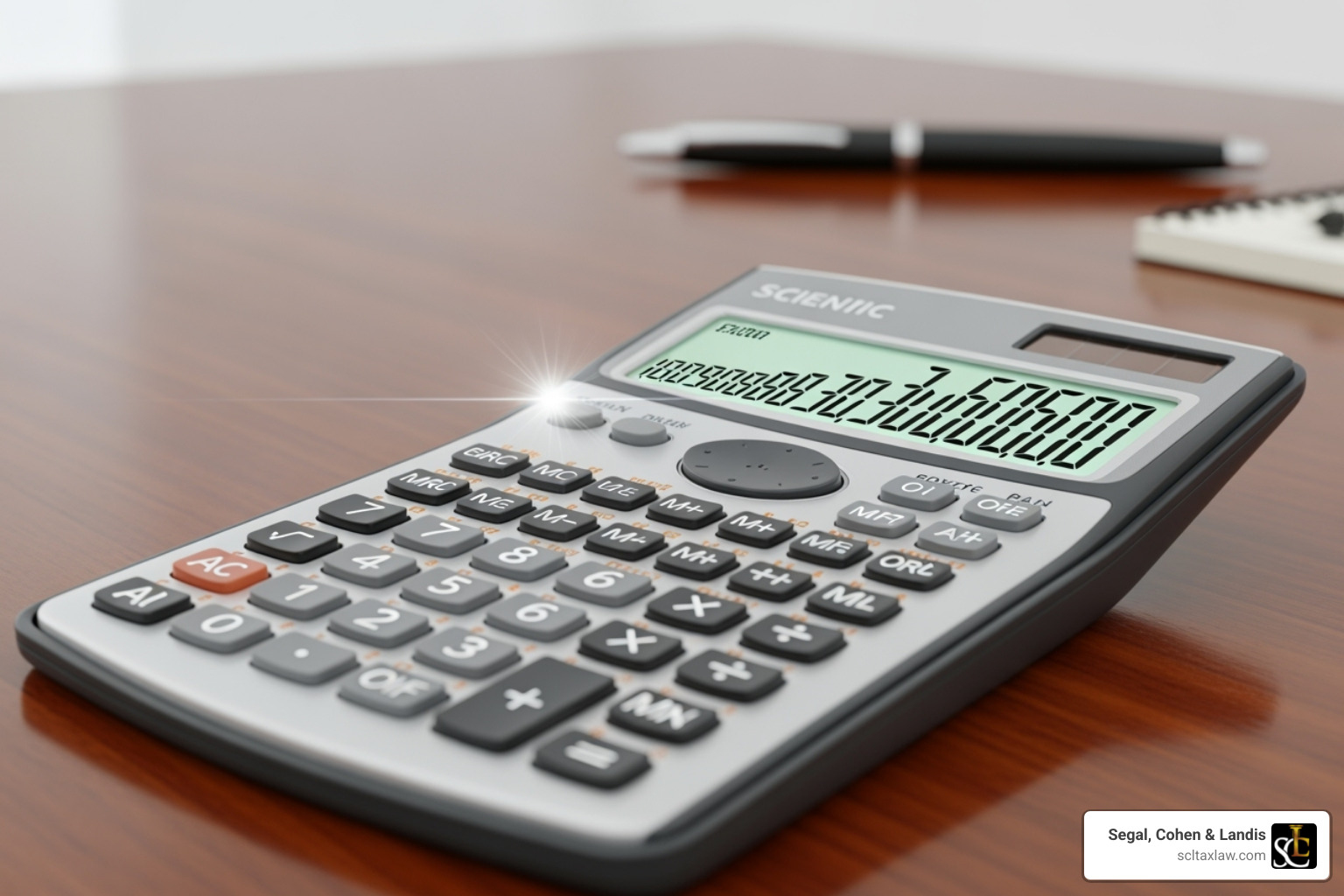 A calculator showing a growing number to represent compounding interest - penalty for filing taxes late