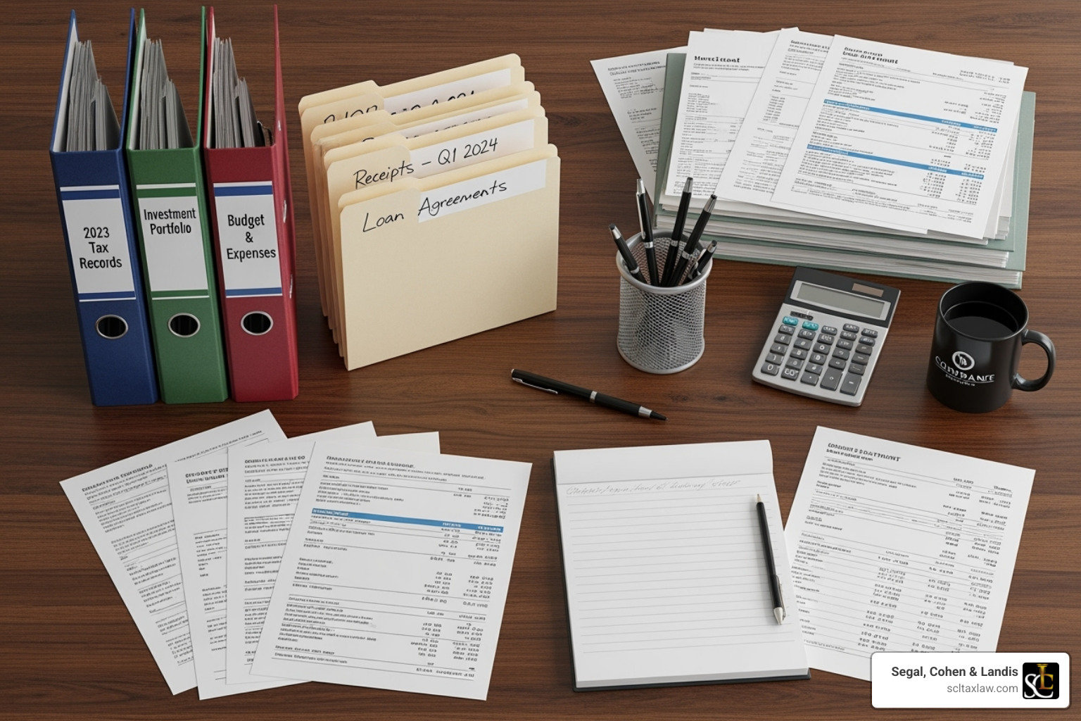 Organized financial documents in folders and binders - Business tax audit Organized financial documents in folders and binders - Business tax audit