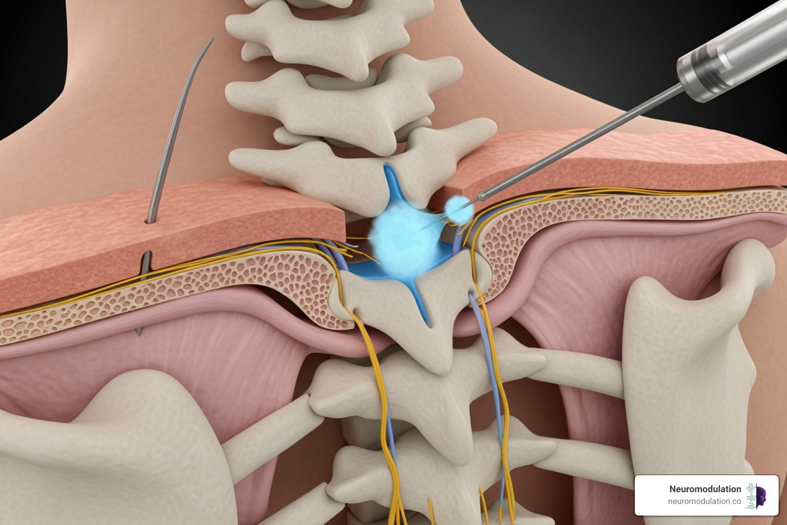 Illustration of the Thoracic Paravertebral Space (TPVS) showing its wedge shape, boundaries including the parietal pleura anterolaterally, superior costotransverse ligament posteriorly, and vertebral body/intervertebral foramen medially, along with the spinal nerve roots and sympathetic chain within the space. - Paravertebral block