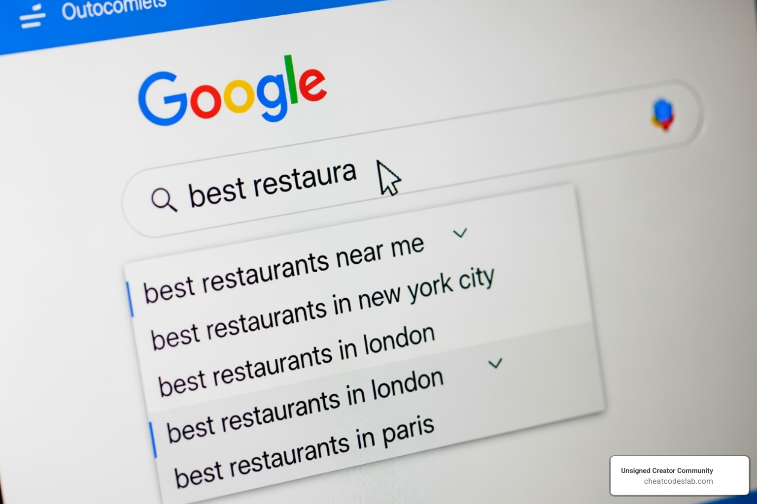 google search bar autocomplete suggestions - lsi keywords in seo