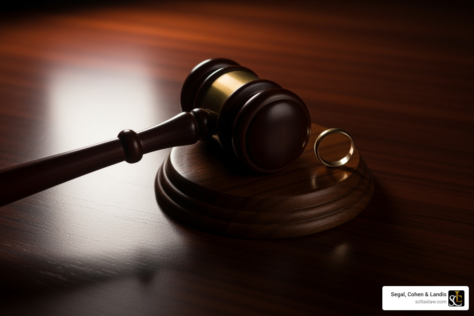 gavel next to a wedding ring symbolizing legal tax obligations in marriage - Innocent spouse relief attorney