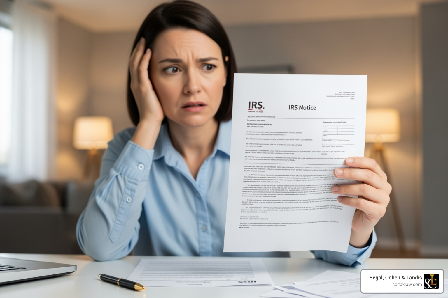 A taxpayer looking at an IRS notice with a confused expression - irs form 843