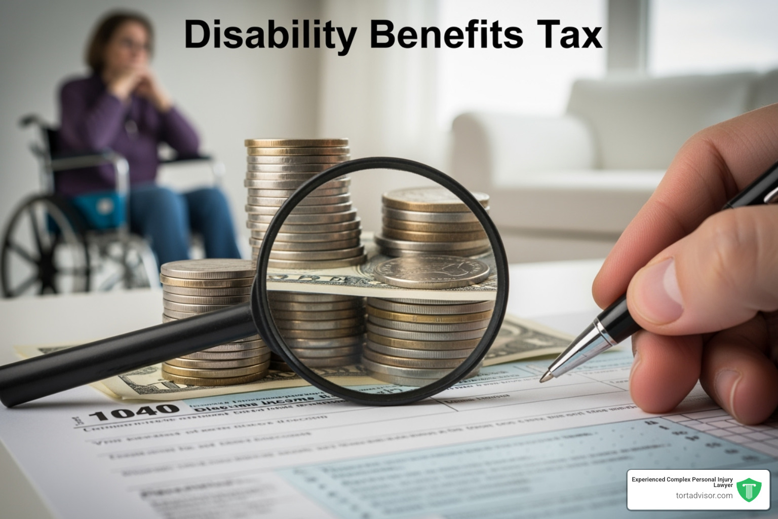 Image of a tax form with highlighted sections for disability benefits - Disability benefits tax Image of a tax form with highlighted sections for disability benefits - Disability benefits tax