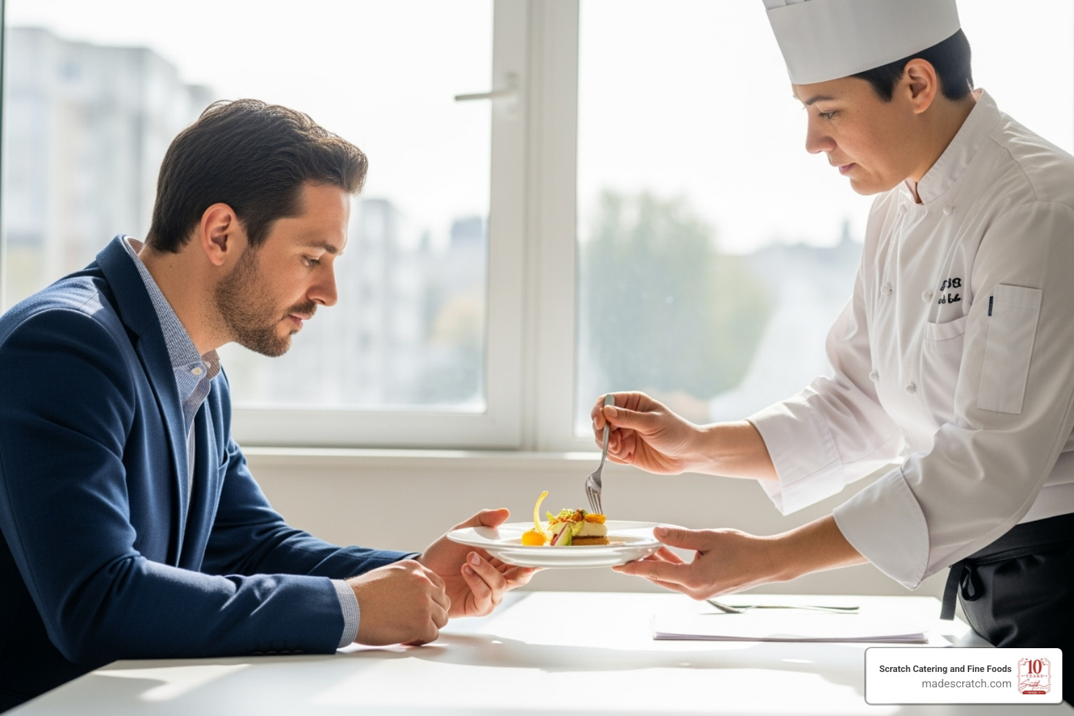 client having a food tasting with a chef - social event catering near me