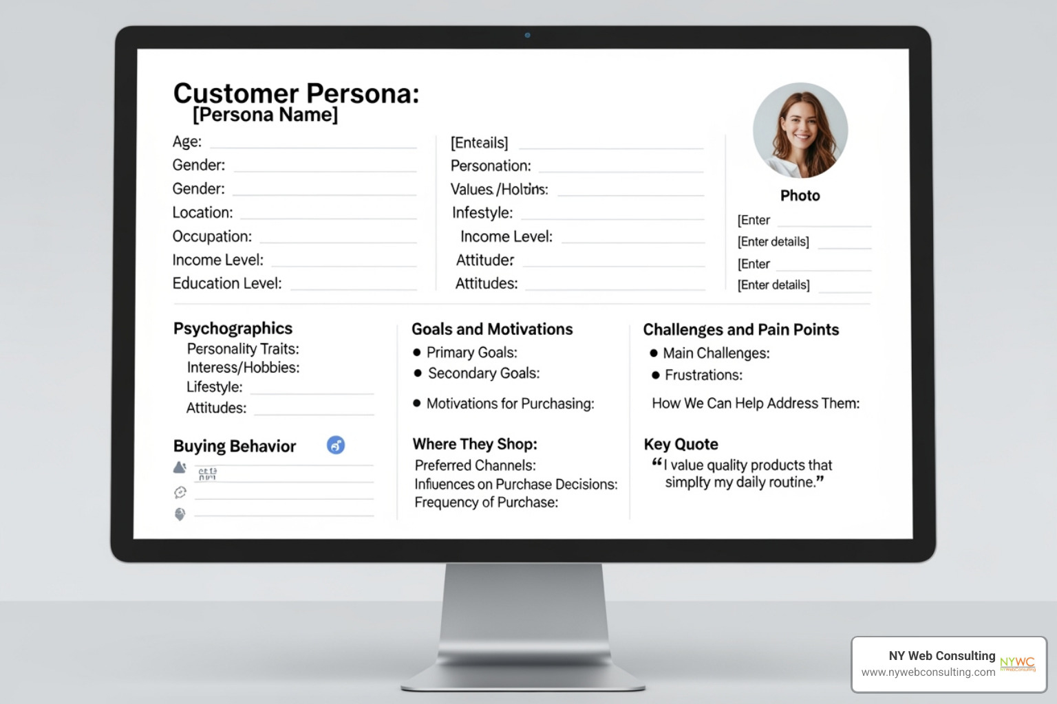 detailed customer persona template - marketing for small businesses