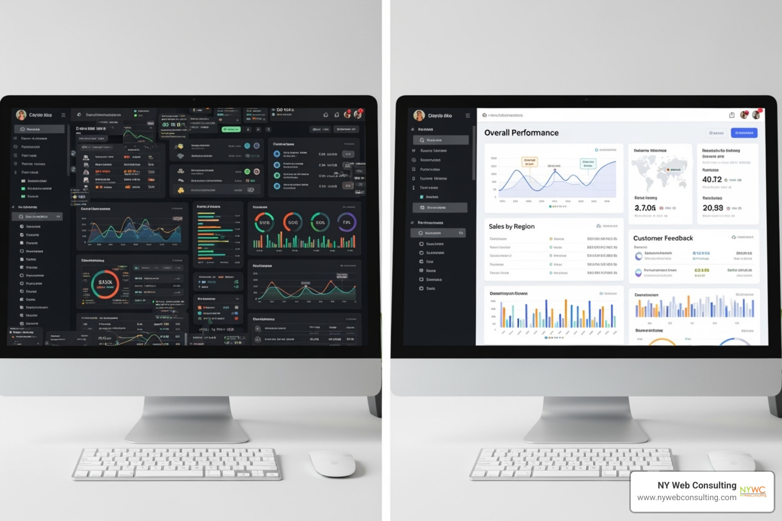 An image showing a before-and-after of a cluttered dashboard transformed into a clean, organized, and effective dashboard - dashboard ui ux design An image showing a before-and-after of a cluttered dashboard transformed into a clean, organized, and effective dashboard - dashboard ui ux design