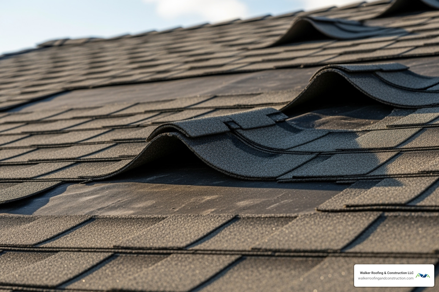 curling and missing asphalt shingles on a roof - roof repair contractors