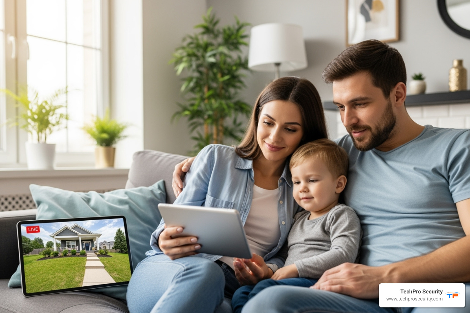 Family feeling secure with security camera app - security camera installation fort lauderdale