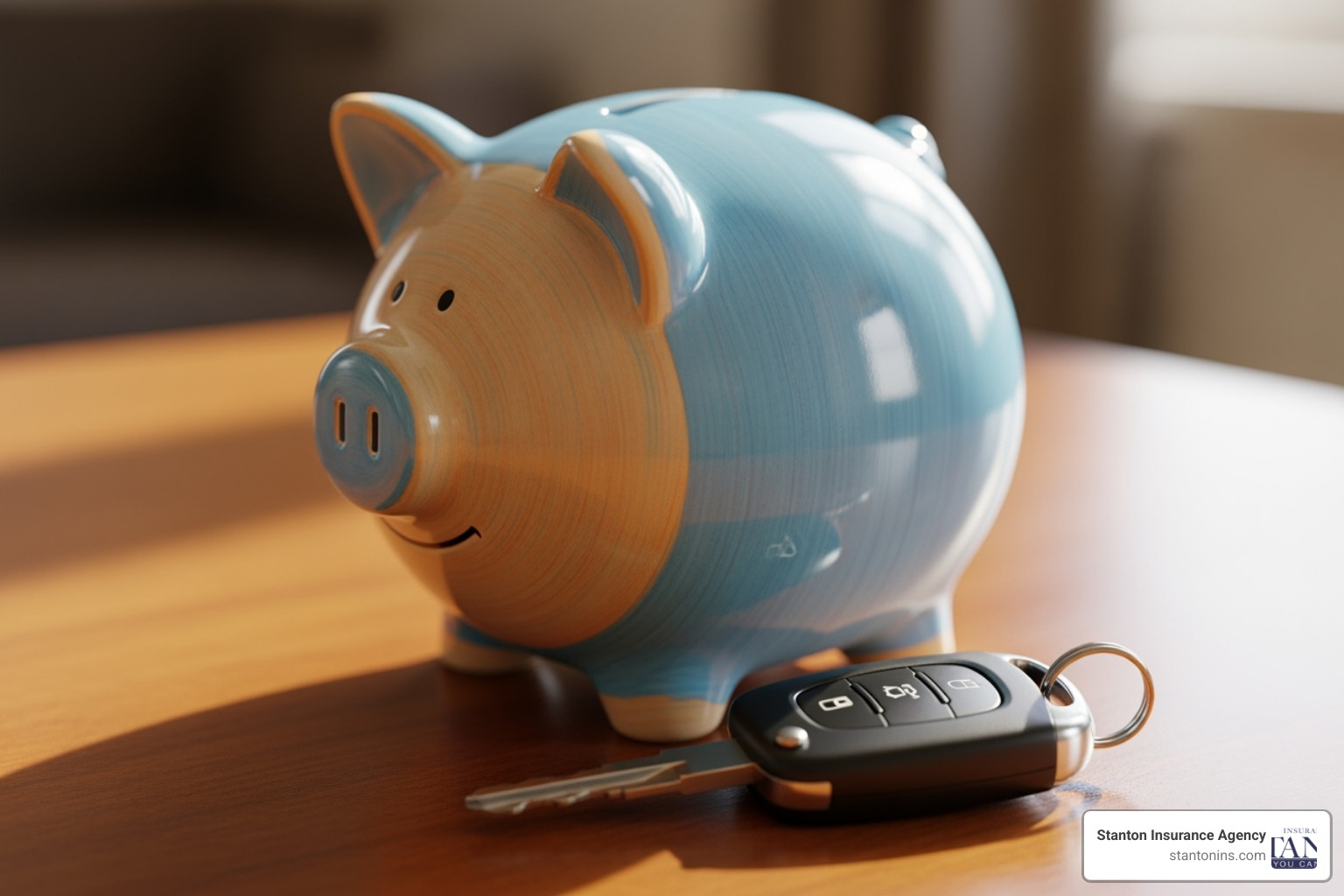 Piggy bank with a car key next to it. - what's comprehensive insurance Piggy bank with a car key next to it. - what's comprehensive insurance