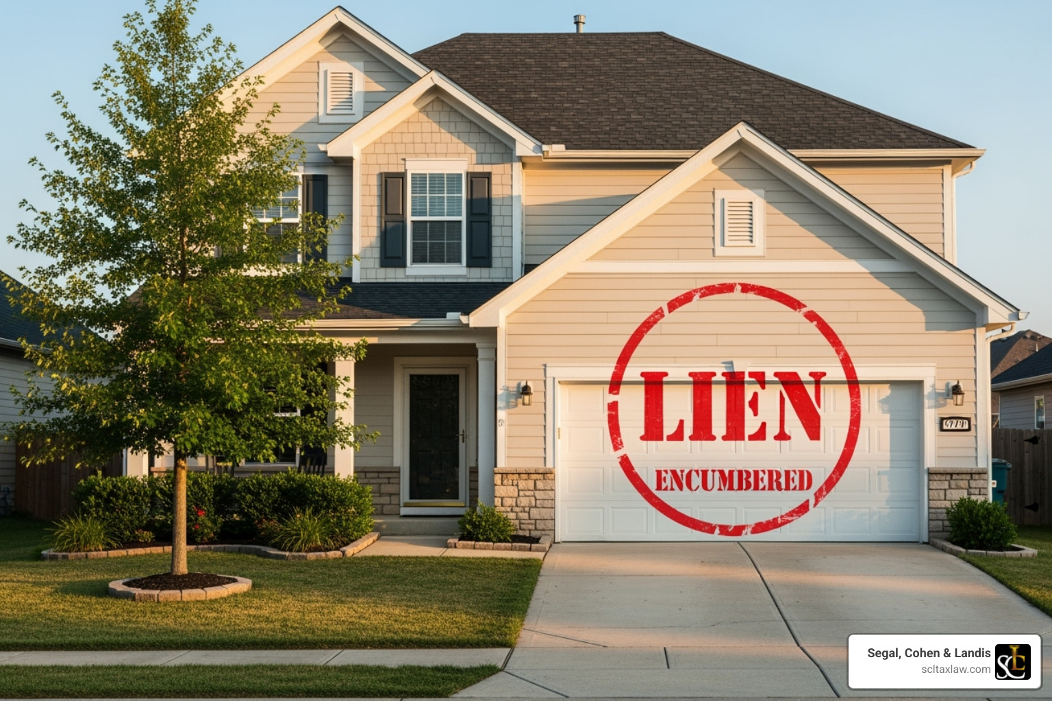 House with a "Lien" stamp - tax lien resolution