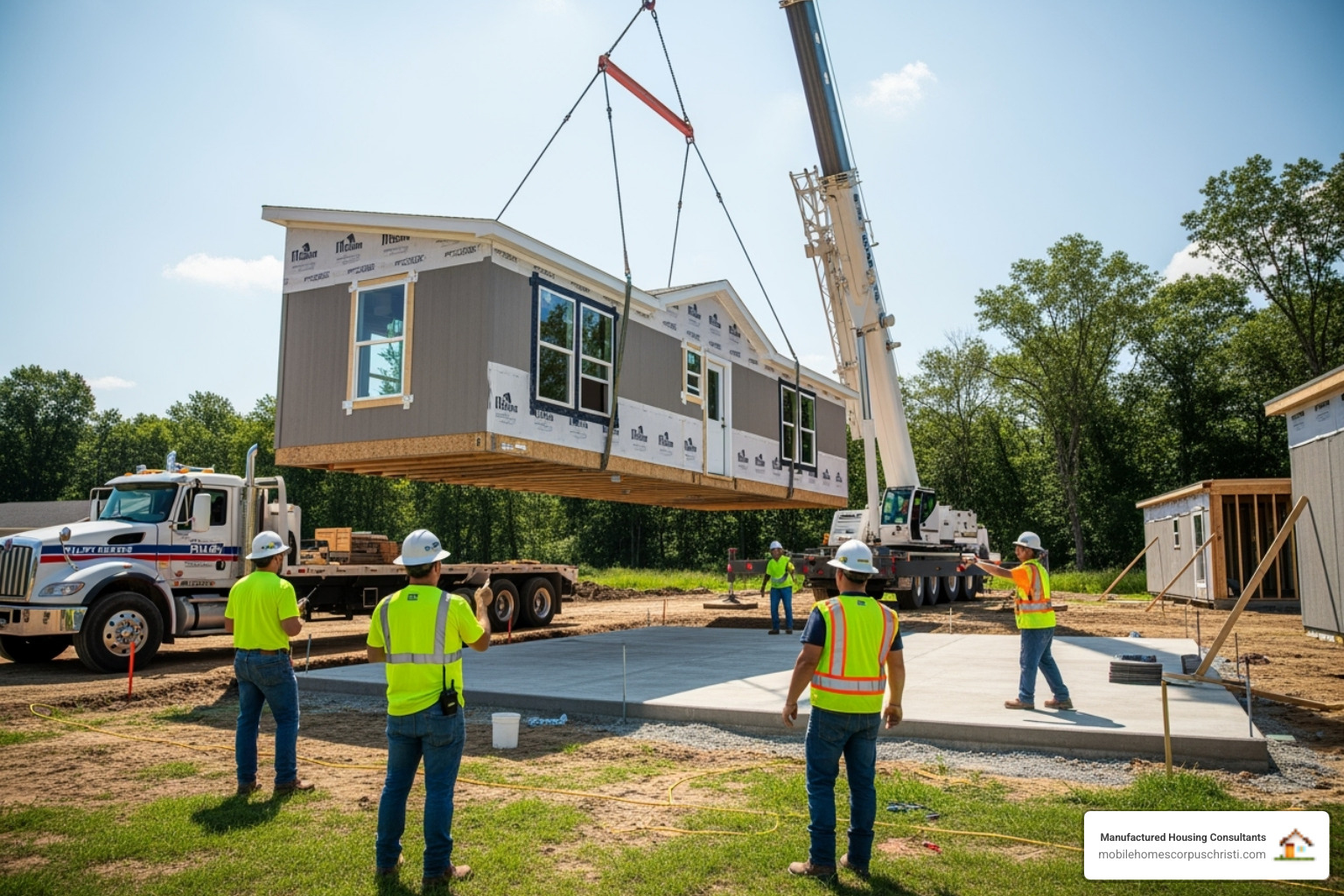 Double wide home being delivered or installed on a property - double wide dealers near me