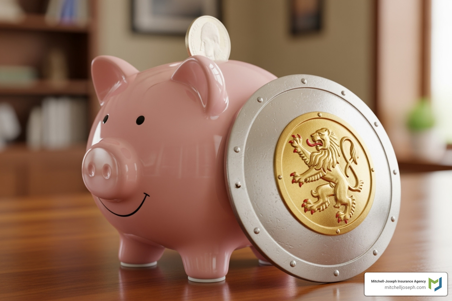 piggy bank with shield - Renters insurance premium calculator