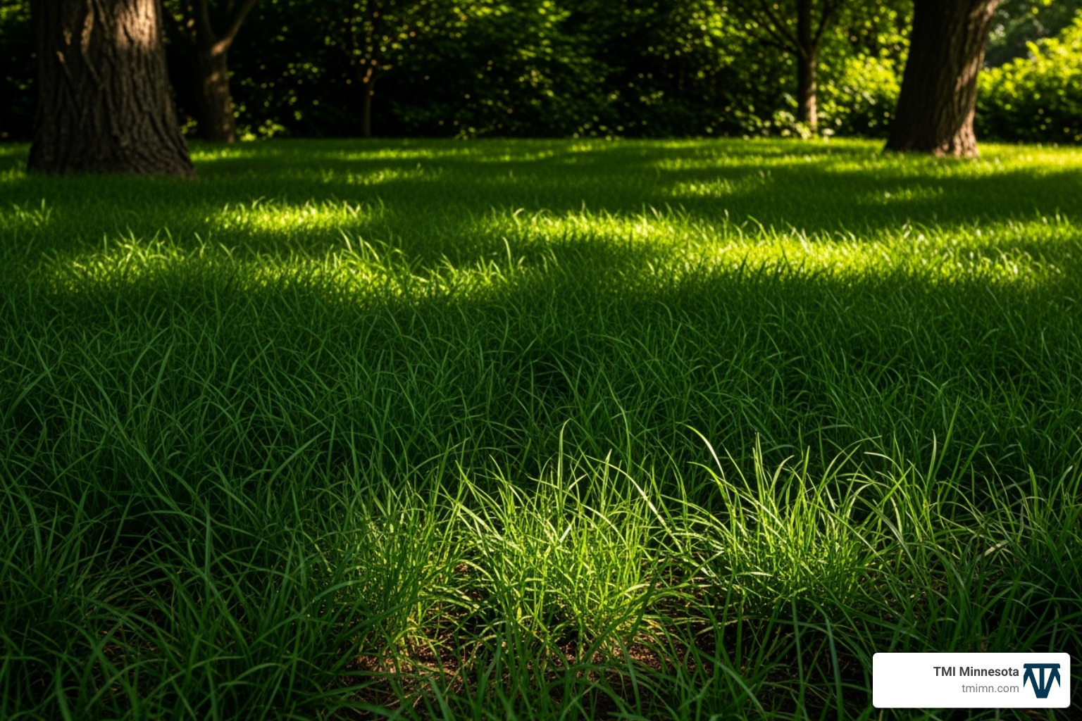dense, fine-fescue lawn in a shaded area - best turf for shade