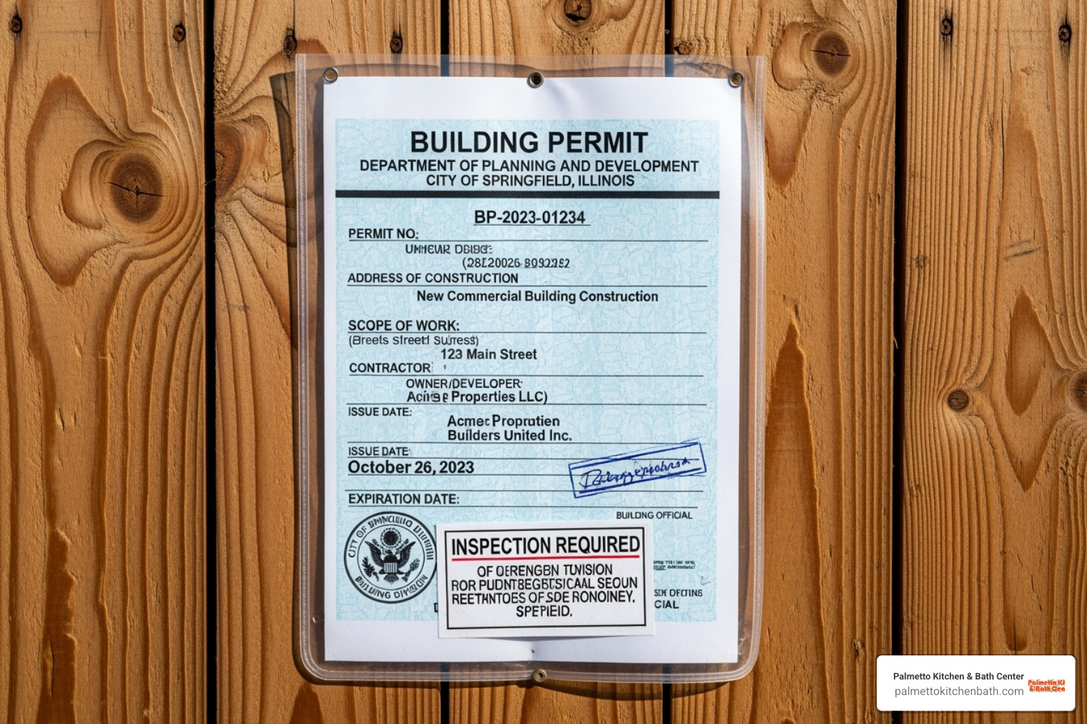building permit posted on a job site - kitchen renovation labor cost