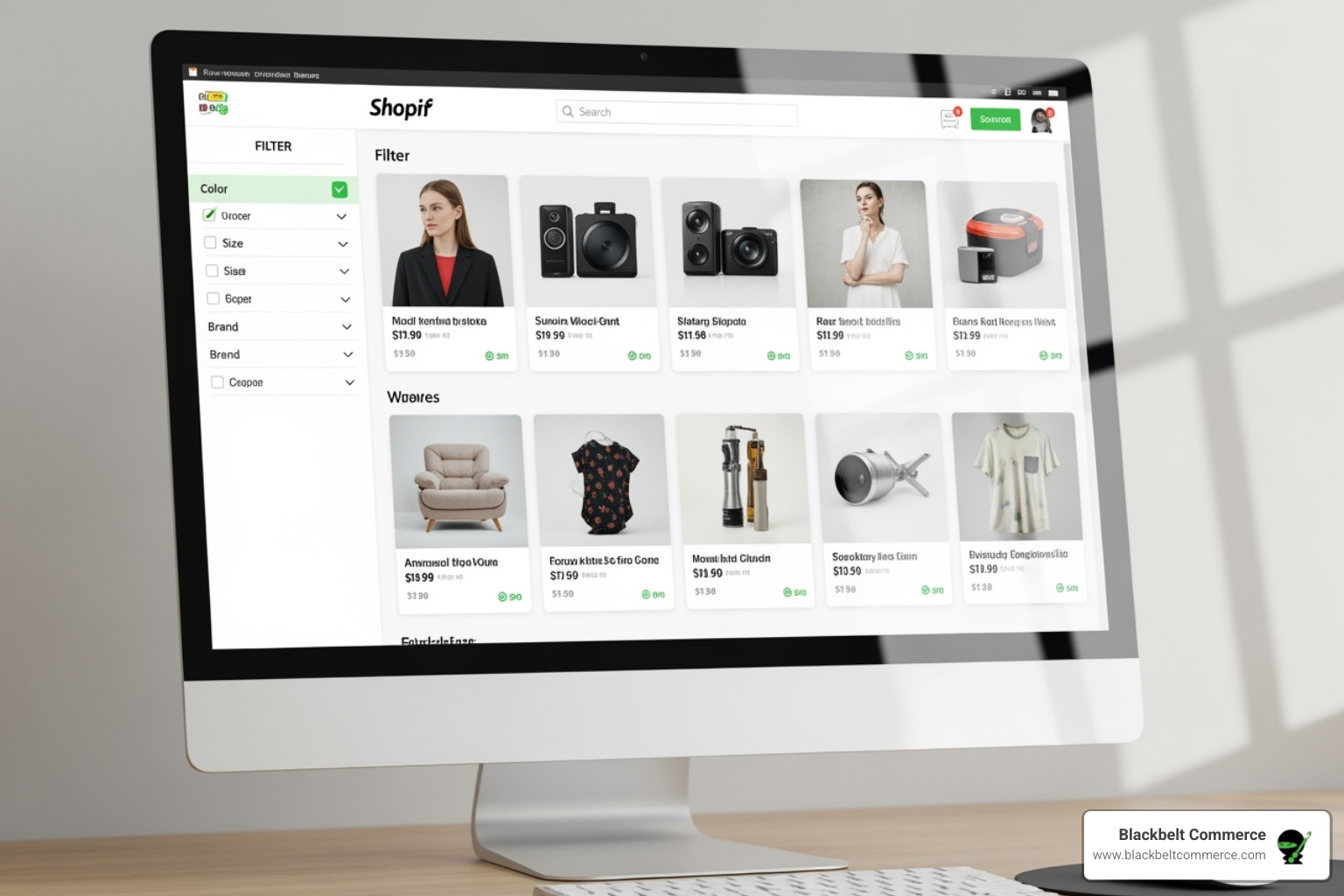 Shopify storefront showing product filters based on tags - shopify tags best practices
