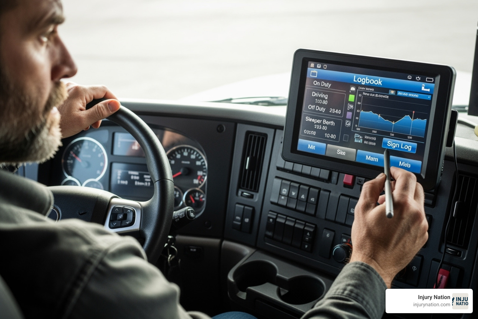 truck driver logbook or ELD screen - Truck driver negligence truck driver logbook or ELD screen - Truck driver negligence