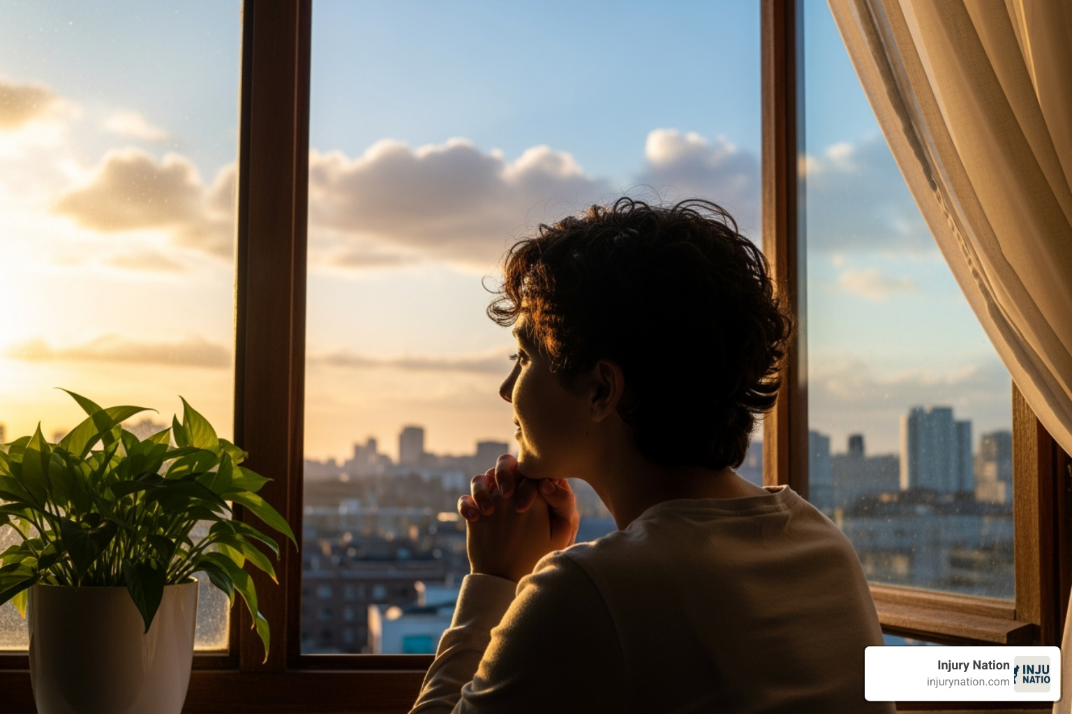 person looking out a window with a sense of hope - best medical malpractice lawyers in las vegas
