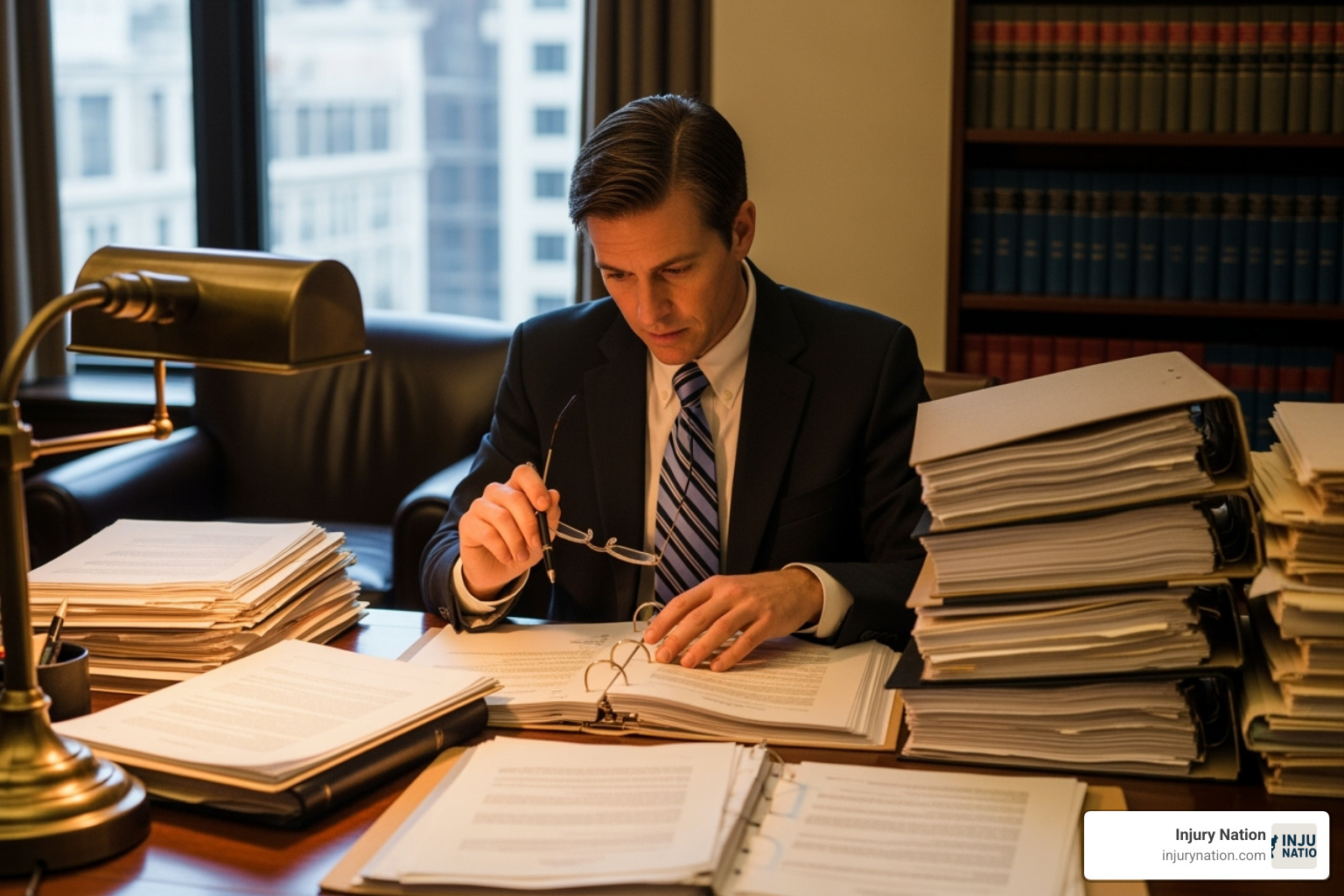 lawyer reviewing case files - best medical malpractice lawyers in las vegas