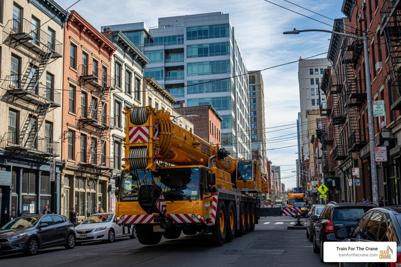 all-terrain crane navigating a tight urban street - all terrain crane all-terrain crane navigating a tight urban street - all terrain crane