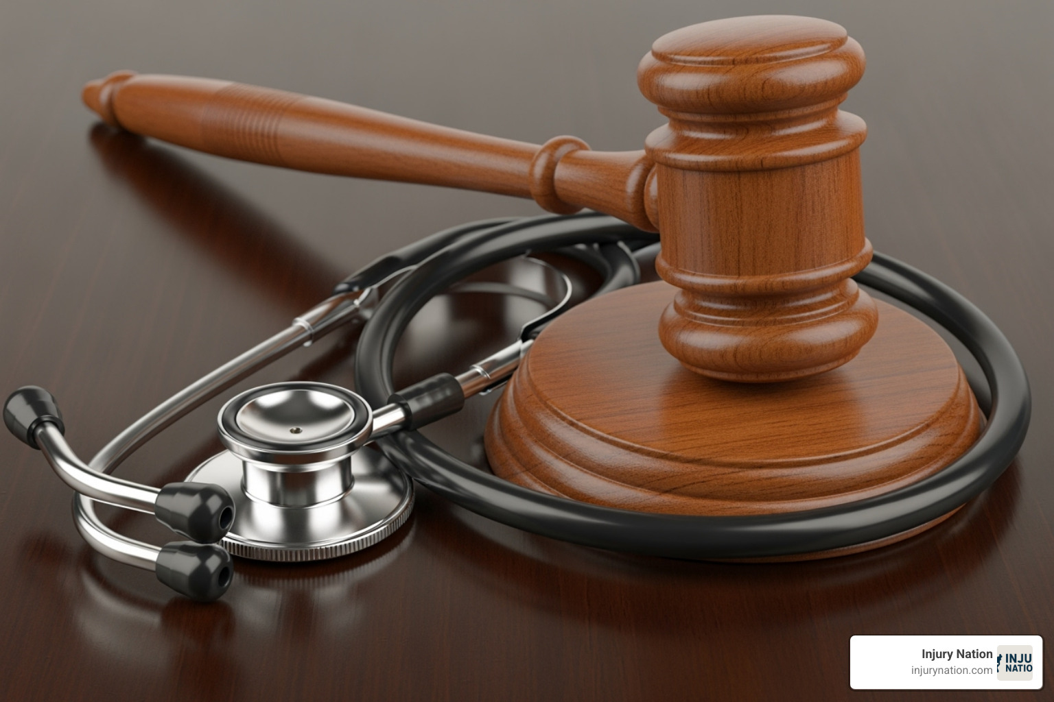 A gavel resting on a stethoscope, symbolizing medical malpractice law - las vegas misdiagnosis lawyer