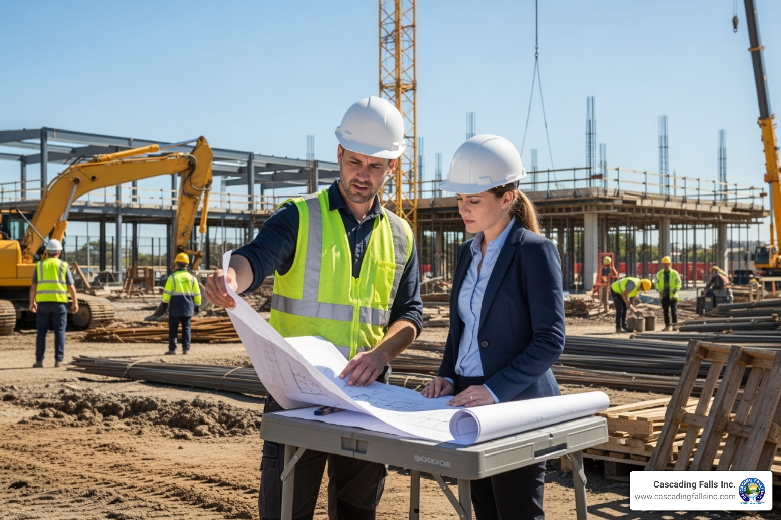 contractor showing a client a blueprint - concrete contractors sacramento ca contractor showing a client a blueprint - concrete contractors sacramento ca