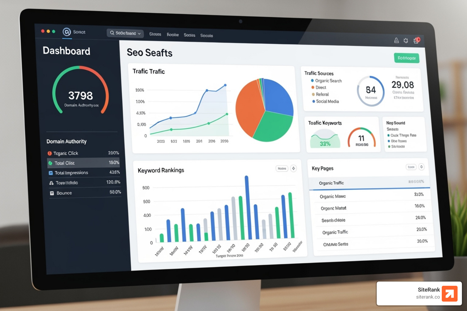 a dashboard showing SEO KPIs - saas seo marketing a dashboard showing SEO KPIs - saas seo marketing
