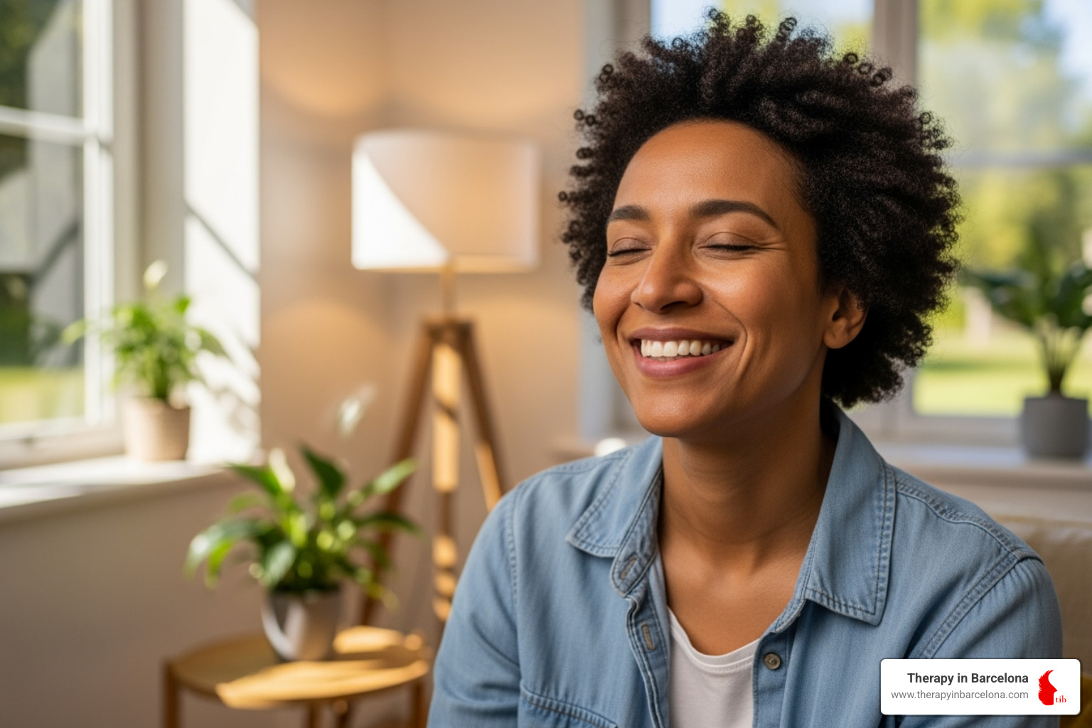 Person smiling with relief, feeling better faster - Evidence based therapy