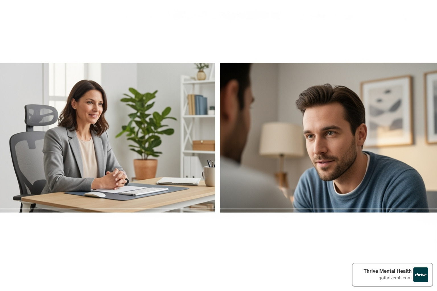 A therapist and client in a virtual therapy session, both looking engaged and comfortable, with a clean, modern aesthetic - Why Do I Feel Like a Burden? — and How to Heal