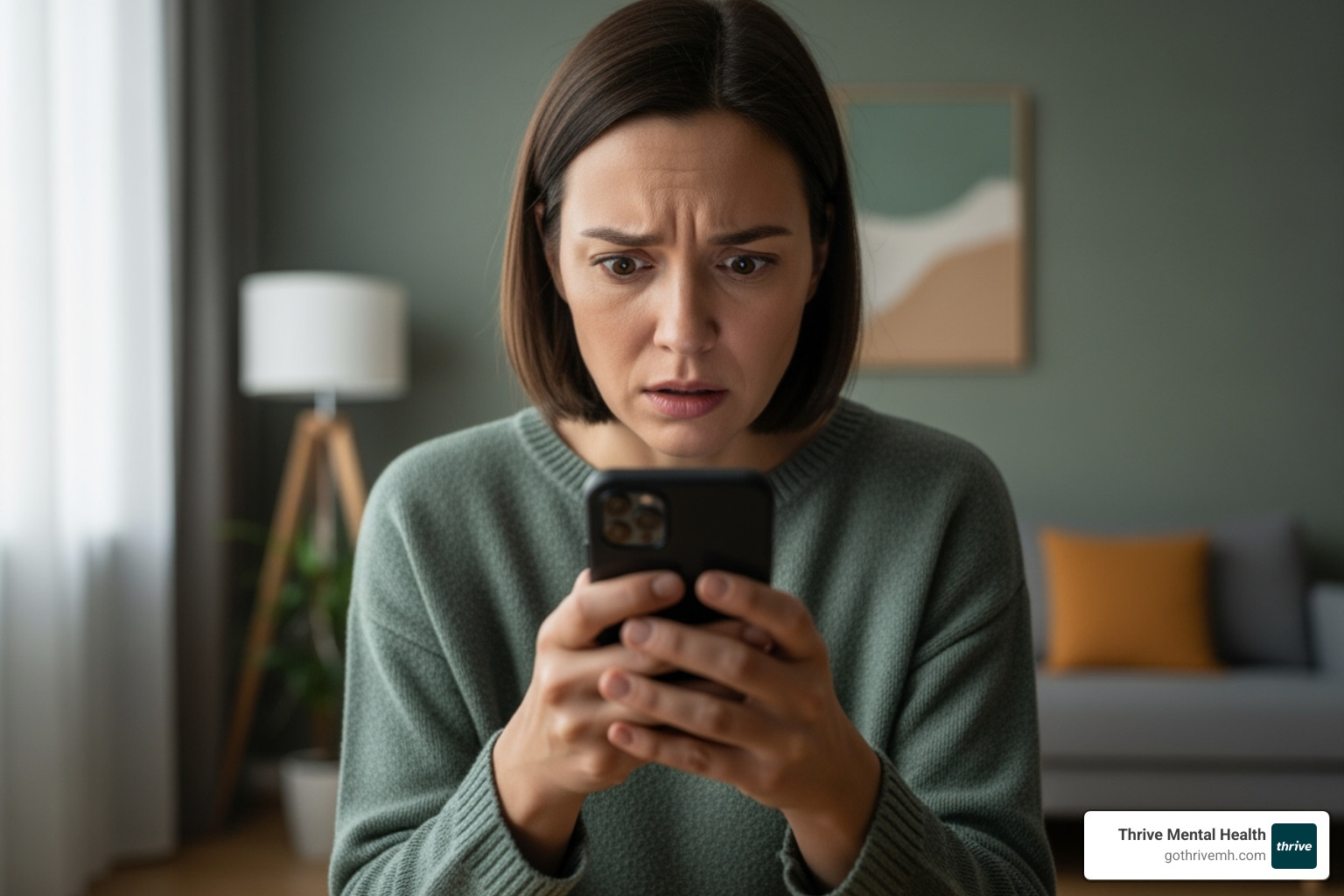 Image of a person anxiously checking their phone, with a worried expression - What Are Signs of Abandonment Issues in Adults?